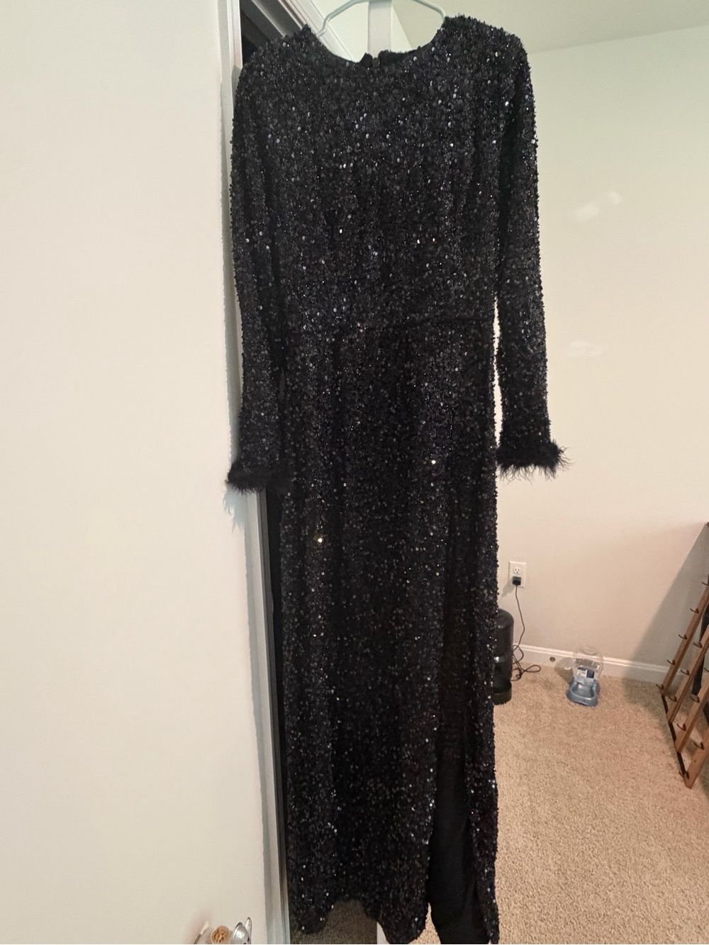 Fashion Nova Black Sequin Long Sleeve Maxi Dress